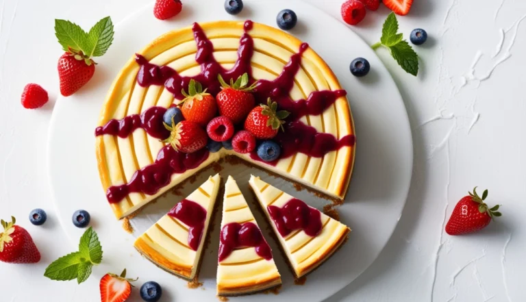 Cheesecake de Frutas Vermelhas com Coulis de Maracujá