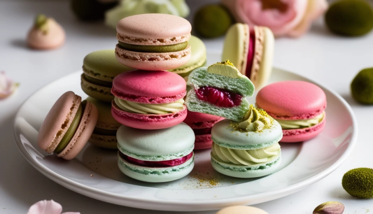 Macarons de Pistache e Framboesa