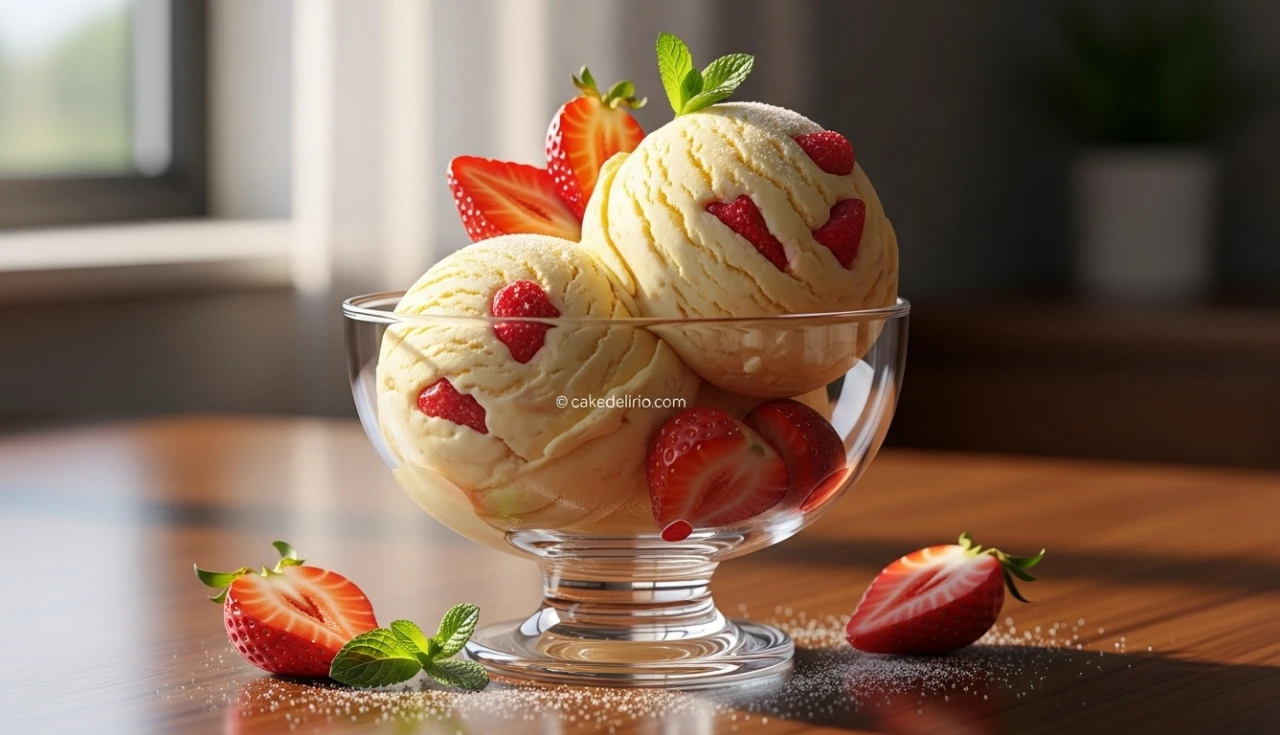 Sorvete de Banana e Morango