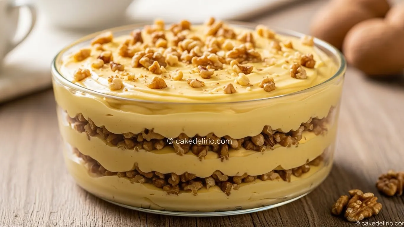 Pavê de Nozes com Creme de Baunilha