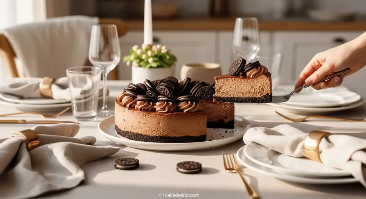 Cheesecake de chocolate com base de Oreo
