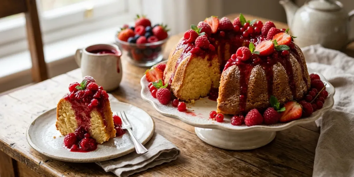 Bolo de Iogurte Natural com Calda de Frutas Vermelhas: Receita Fofinha, Fácil e Perfeita