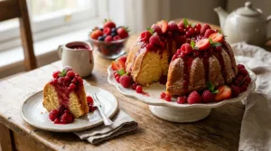 Bolo de Iogurte Natural com Calda de Frutas Vermelhas: Receita Fofinha, Fácil e Perfeita