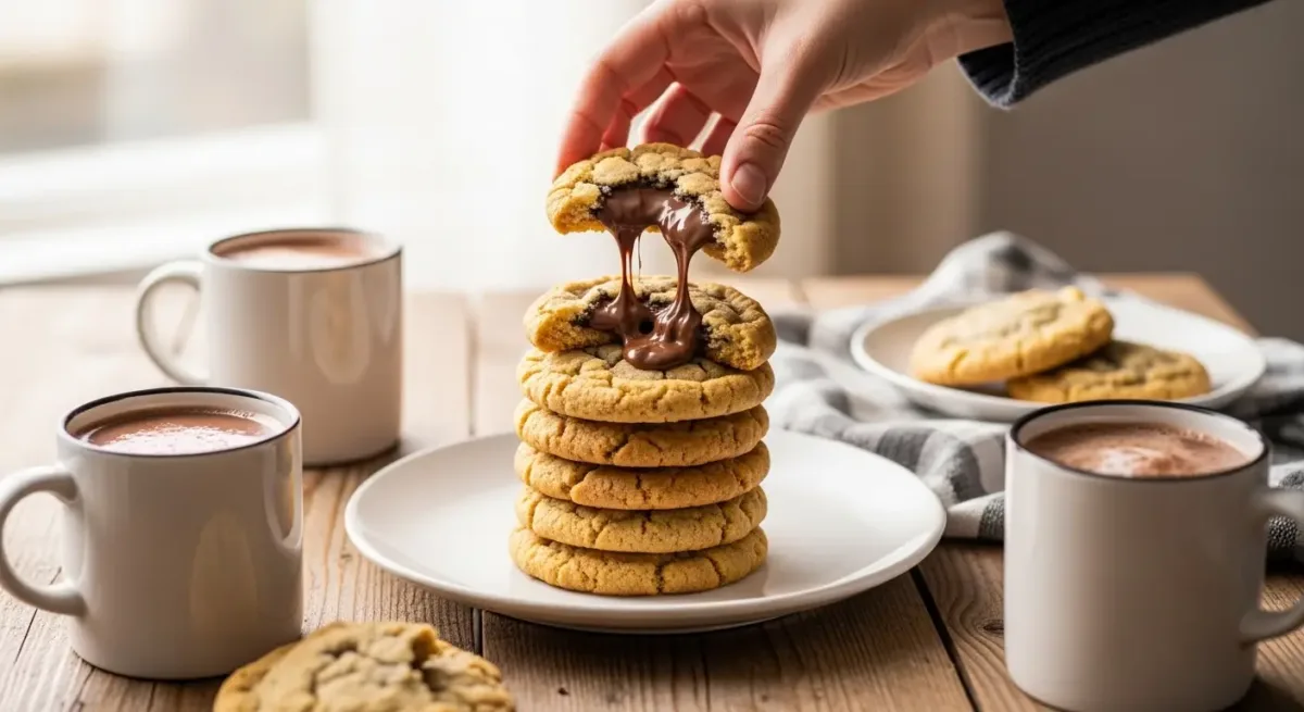 Cookies Recheados com Chocolate Derretido